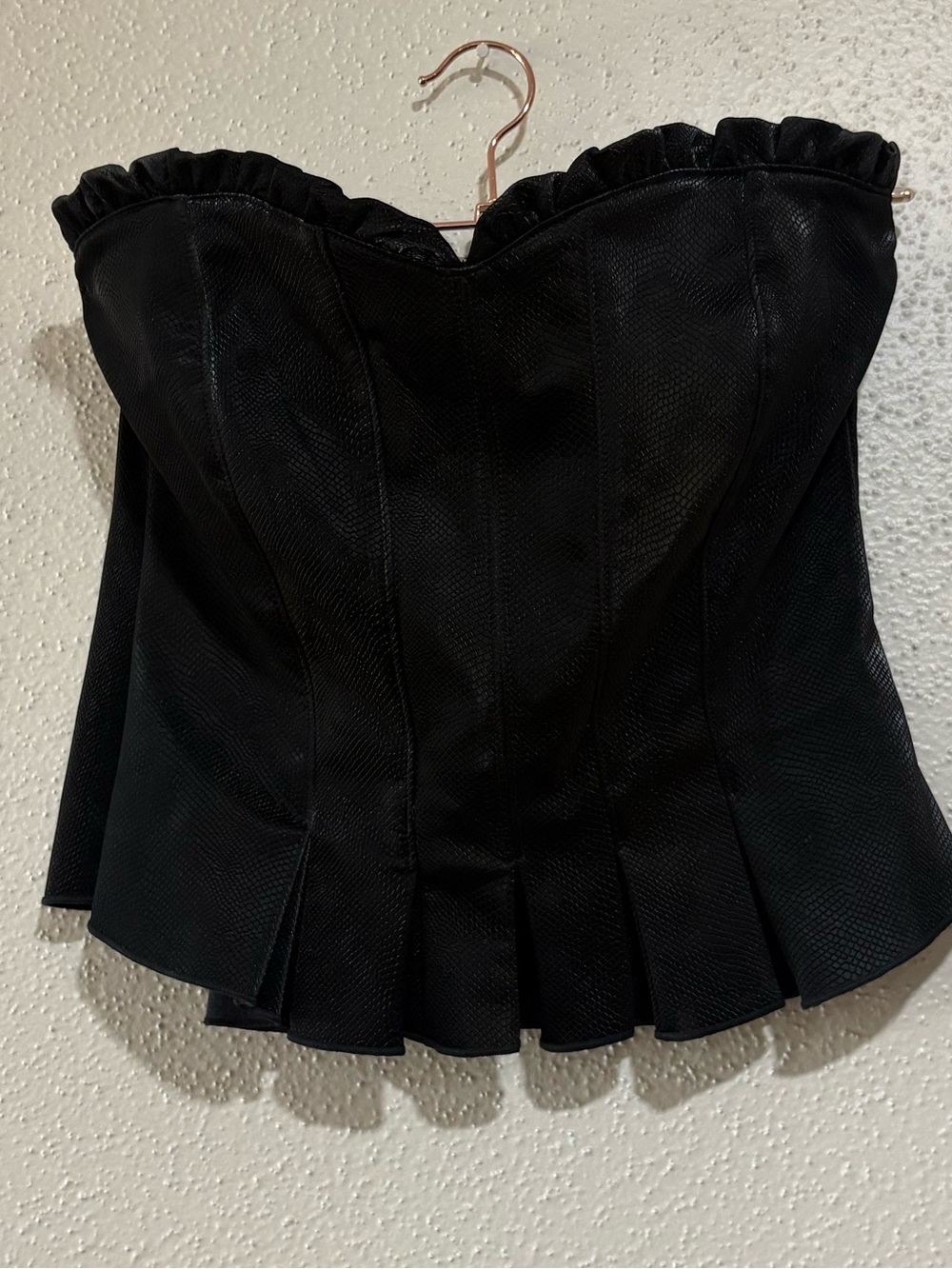 Kirious Black Faux Snakeskin Zip Corset Top Size Small